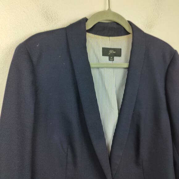J Crew Parke Wool Flannel Blazer Womens 16 Navy Blue Preppy Dark Academia - Picture 2 of 11